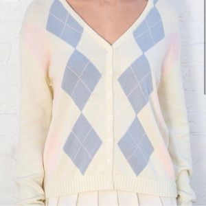 Brandy Melville Argyle Pink and Blue Sweater